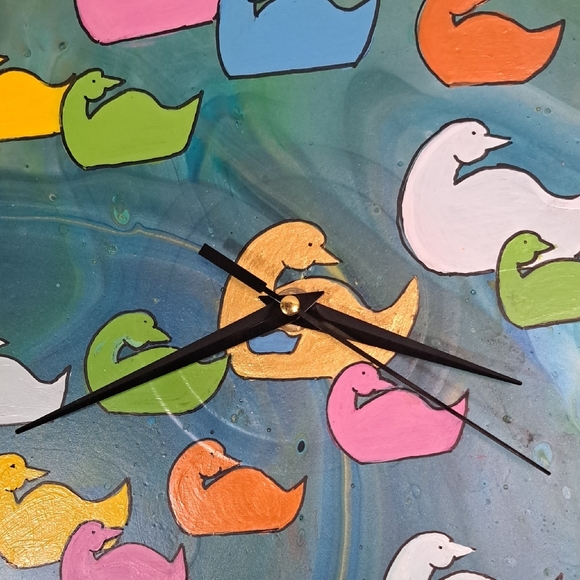 Hand Crafted Colorful Duck Wall Clock - Picture 3 of 8